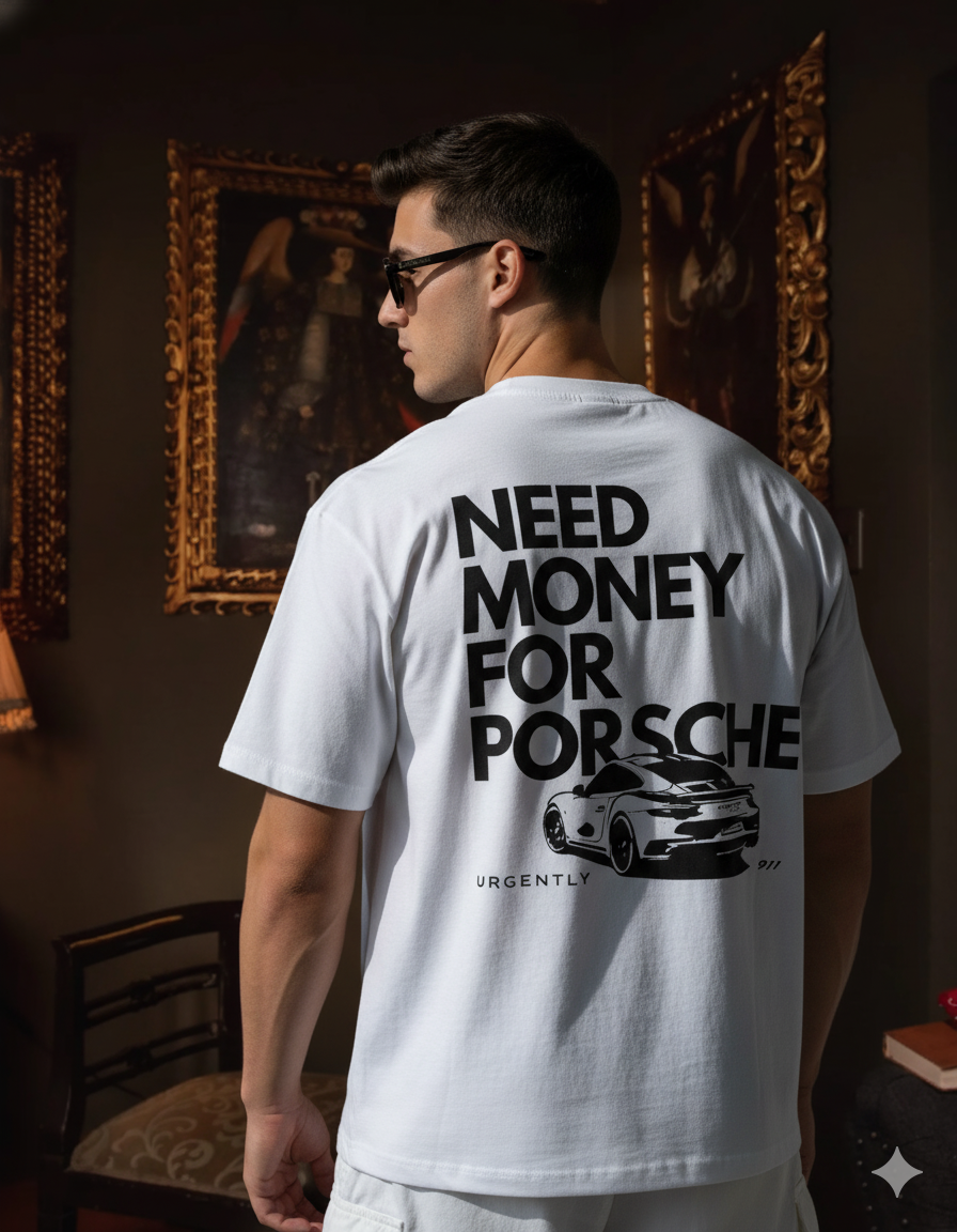 CAMISETA OVERSIZE NEED MONEY FOR PORSCHE
